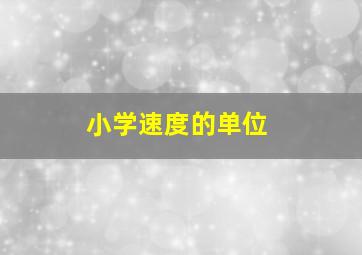 小学速度的单位