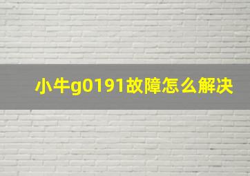 小牛g0191故障怎么解决