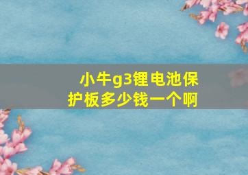 小牛g3锂电池保护板多少钱一个啊