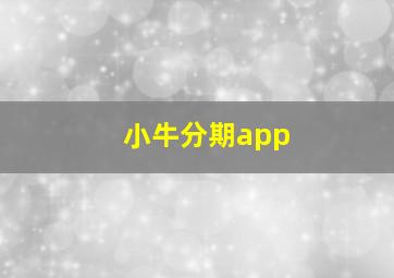 小牛分期app