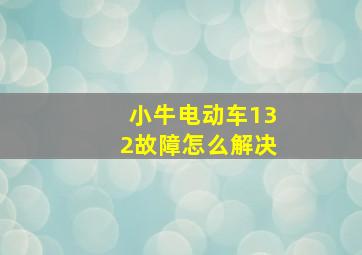 小牛电动车132故障怎么解决