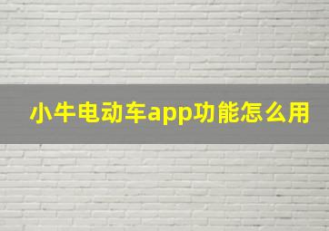 小牛电动车app功能怎么用