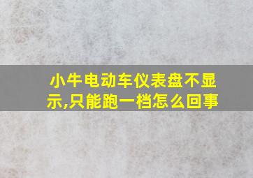 小牛电动车仪表盘不显示,只能跑一档怎么回事