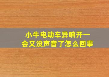 小牛电动车异响开一会又没声音了怎么回事