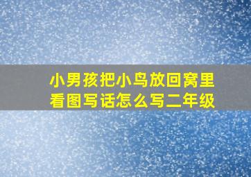 小男孩把小鸟放回窝里看图写话怎么写二年级