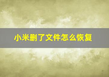 小米删了文件怎么恢复