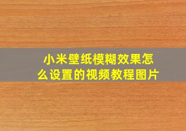 小米壁纸模糊效果怎么设置的视频教程图片