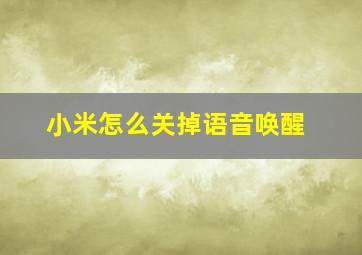 小米怎么关掉语音唤醒