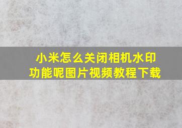 小米怎么关闭相机水印功能呢图片视频教程下载