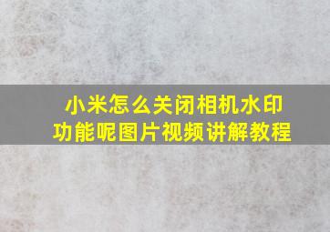 小米怎么关闭相机水印功能呢图片视频讲解教程