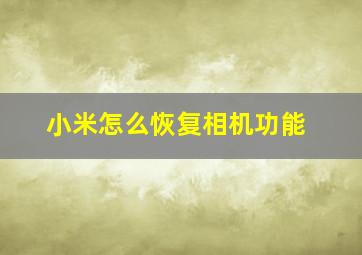 小米怎么恢复相机功能