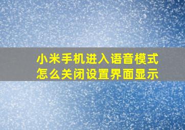 小米手机进入语音模式怎么关闭设置界面显示