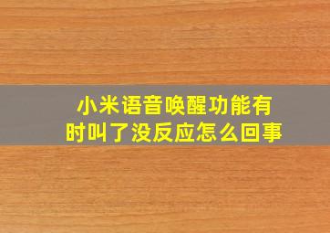 小米语音唤醒功能有时叫了没反应怎么回事