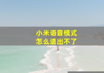 小米语音模式怎么退出不了