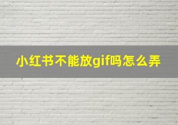 小红书不能放gif吗怎么弄