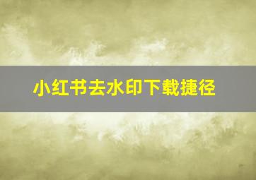 小红书去水印下载捷径