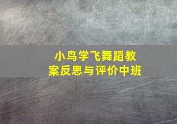 小鸟学飞舞蹈教案反思与评价中班