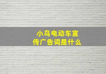 小鸟电动车宣传广告词是什么