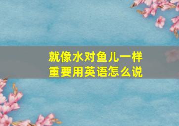 就像水对鱼儿一样重要用英语怎么说