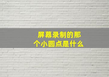 屏幕录制的那个小圆点是什么