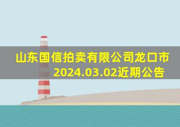 山东国信拍卖有限公司龙口市2024.03.02近期公告