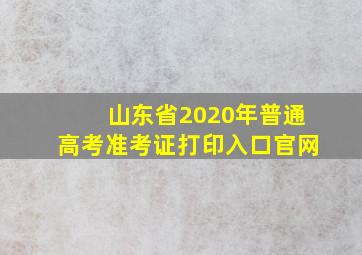 山东省2020年普通高考准考证打印入口官网