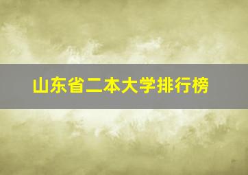 山东省二本大学排行榜