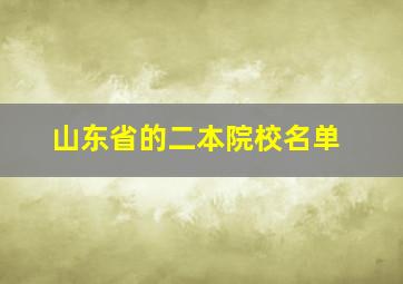 山东省的二本院校名单