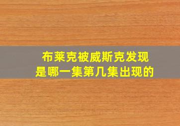 布莱克被威斯克发现是哪一集第几集出现的