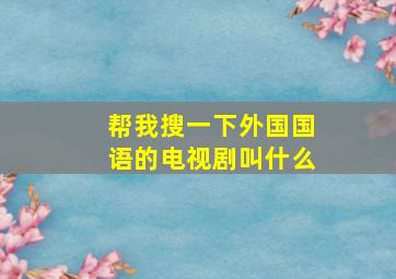 帮我搜一下外国国语的电视剧叫什么