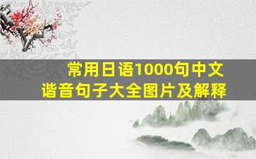 常用日语1000句中文谐音句子大全图片及解释