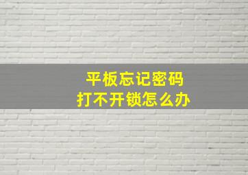 平板忘记密码打不开锁怎么办