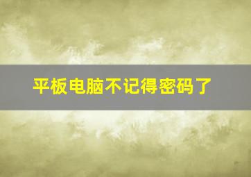 平板电脑不记得密码了