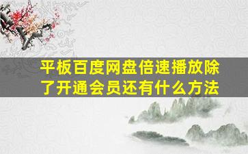 平板百度网盘倍速播放除了开通会员还有什么方法