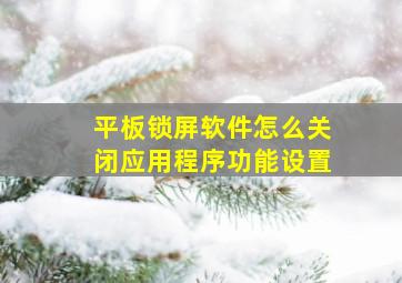 平板锁屏软件怎么关闭应用程序功能设置