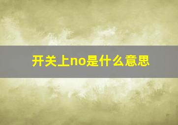 开关上no是什么意思