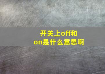 开关上off和on是什么意思啊