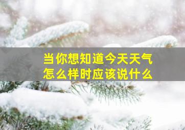 当你想知道今天天气怎么样时应该说什么