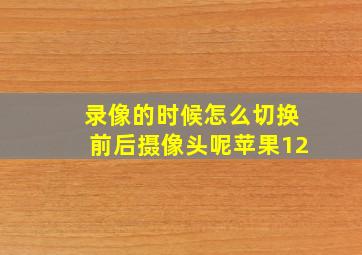 录像的时候怎么切换前后摄像头呢苹果12