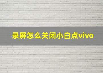 录屏怎么关闭小白点vivo