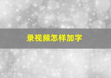 录视频怎样加字