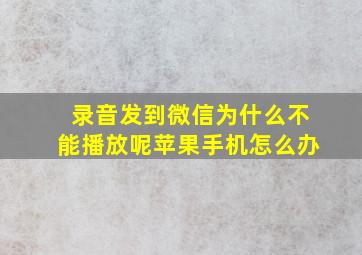 录音发到微信为什么不能播放呢苹果手机怎么办