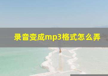 录音变成mp3格式怎么弄