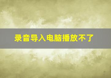 录音导入电脑播放不了