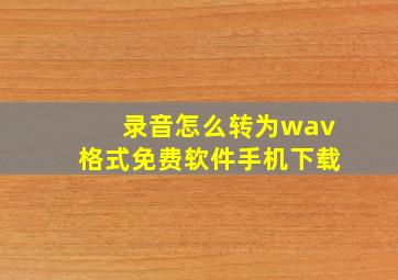 录音怎么转为wav格式免费软件手机下载