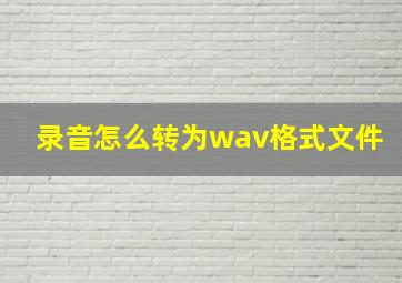 录音怎么转为wav格式文件