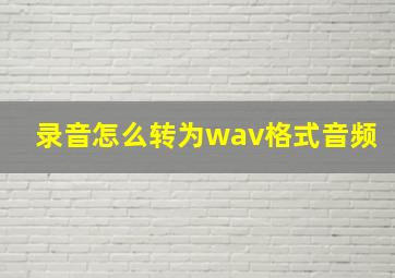 录音怎么转为wav格式音频