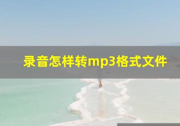 录音怎样转mp3格式文件