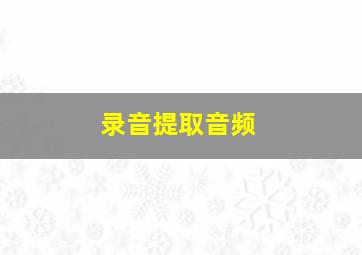 录音提取音频