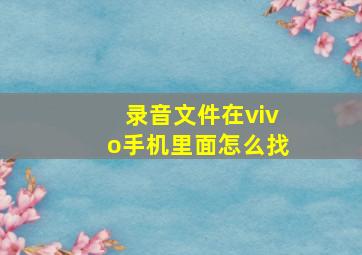 录音文件在vivo手机里面怎么找